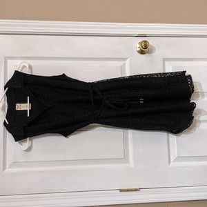 NWOT Lace Crocheted Sleeveless Collared V-Neck Black Business Casual Dress